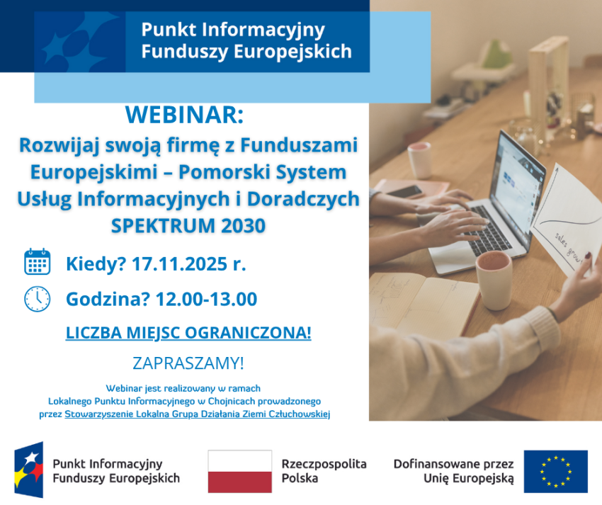 Na zdjęciu powtórzone informacje z treści artykułu o terminie i miejscu webinarium.