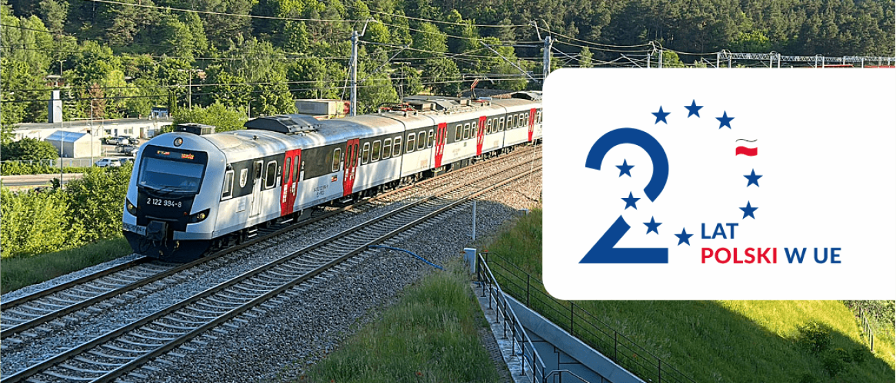 nowy pociąg impuls. Logo 20 lat w UE